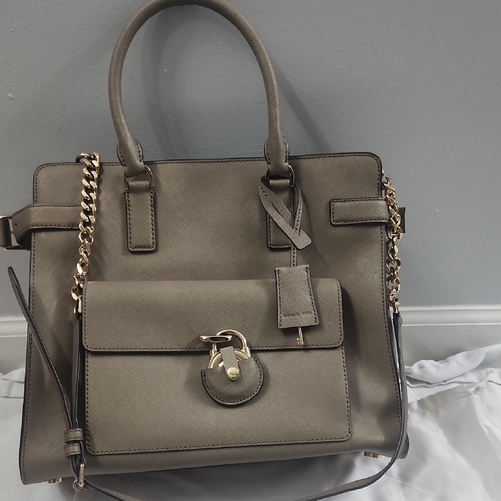 Michael Kors Large Emma Dune Satchel with Gold Chain Strap & Dust Bag